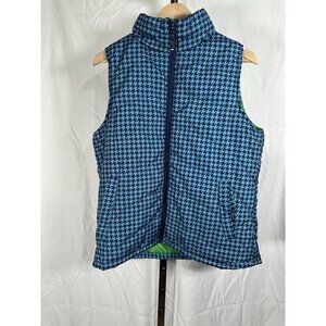 i5 Apparel Women’s Blue Houndstooth Sleeveless Puffer Jacket Size L